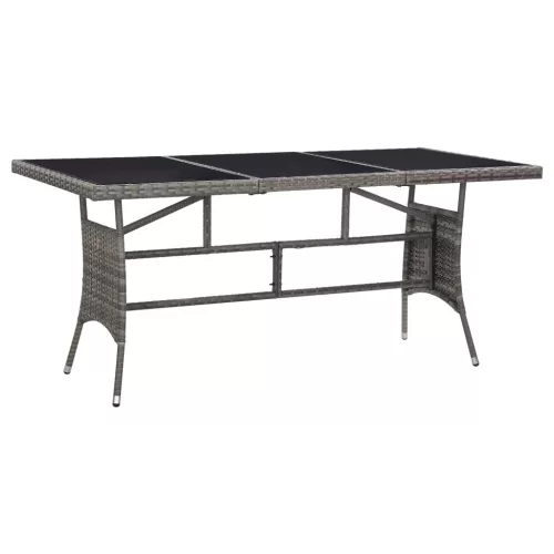  szürke polyrattan kerti asztal 170 x 80 x 74 cm