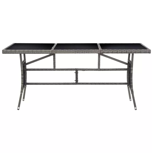  szürke polyrattan kerti asztal 170 x 80 x 74 cm