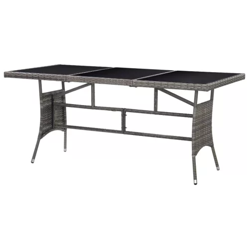  szürke polyrattan kerti asztal 170 x 80 x 74 cm