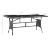  szürke polyrattan kerti asztal 170 x 80 x 74 cm