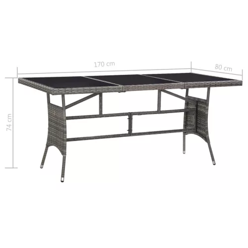  szürke polyrattan kerti asztal 170 x 80 x 74 cm