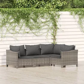    4 részes szürke polyrattan kerti ülőgarnitúra párnákkal