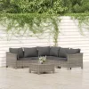  6 részes szürke polyrattan kerti ülőgarnitúra párnákkal