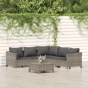    6 részes szürke polyrattan kerti ülőgarnitúra párnákkal