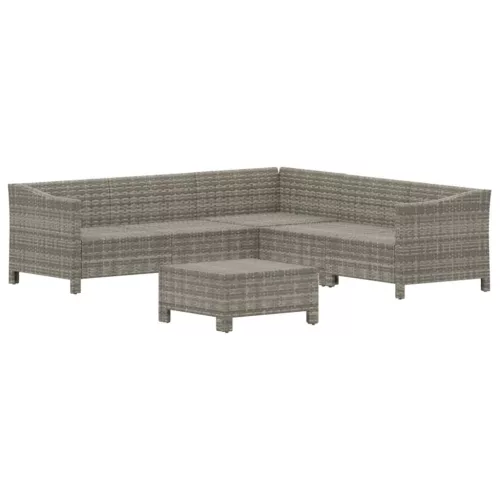  6 részes szürke polyrattan kerti ülőgarnitúra párnákkal