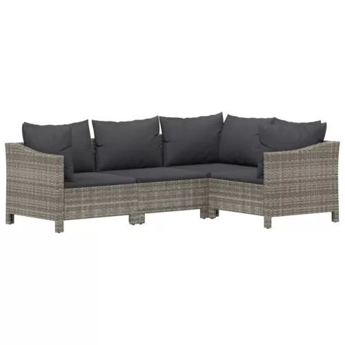  6 részes szürke polyrattan kerti ülőgarnitúra párnákkal