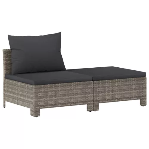  6 részes szürke polyrattan kerti ülőgarnitúra párnákkal
