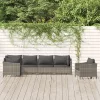  6 részes szürke polyrattan kerti ülőgarnitúra párnákkal