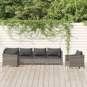    6 részes szürke polyrattan kerti ülőgarnitúra párnákkal