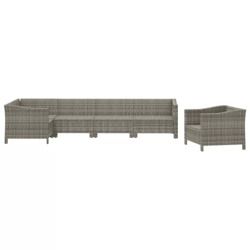  6 részes szürke polyrattan kerti ülőgarnitúra párnákkal