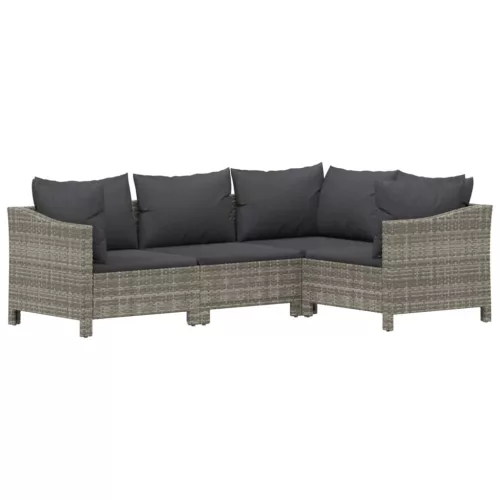  6 részes szürke polyrattan kerti ülőgarnitúra párnákkal