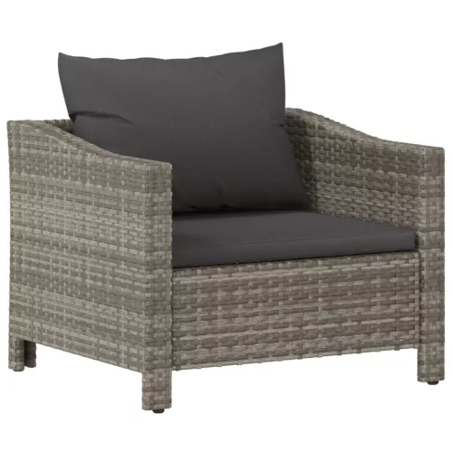  6 részes szürke polyrattan kerti ülőgarnitúra párnákkal