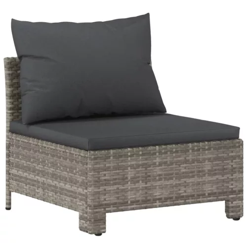  6 részes szürke polyrattan kerti ülőgarnitúra párnákkal
