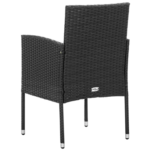  4 db fekete polyrattan kerti szék fekete párnákkal