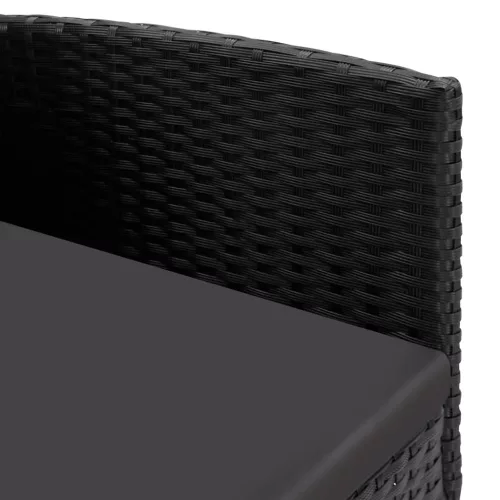  4 db fekete polyrattan kerti szék fekete párnákkal