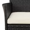  3 részes fekete polyrattan kerti étkezőgarnitúra párnákkal