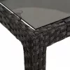  3 részes fekete polyrattan kerti étkezőgarnitúra párnákkal