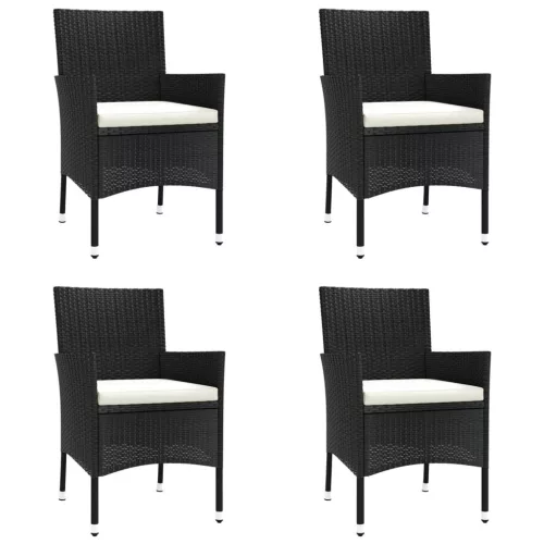  5 részes fekete polyrattan kerti étkezőgarnitúra párnákkal