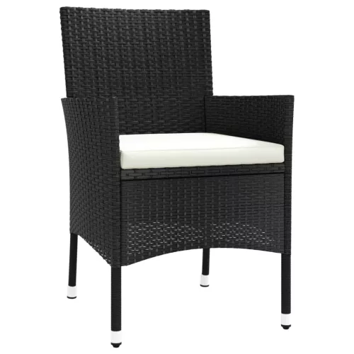  5 részes fekete polyrattan kerti étkezőgarnitúra párnákkal
