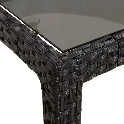  5 részes fekete polyrattan kerti étkezőgarnitúra párnákkal