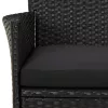  5 részes fekete polyrattan kerti étkezőgarnitúra párnákkal