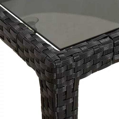  5 részes fekete polyrattan kerti étkezőgarnitúra párnákkal