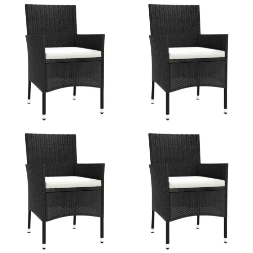  5 részes fekete polyrattan kerti étkezőgarnitúra párnákkal