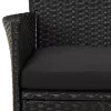  5 részes fekete polyrattan kerti étkezőgarnitúra párnákkal