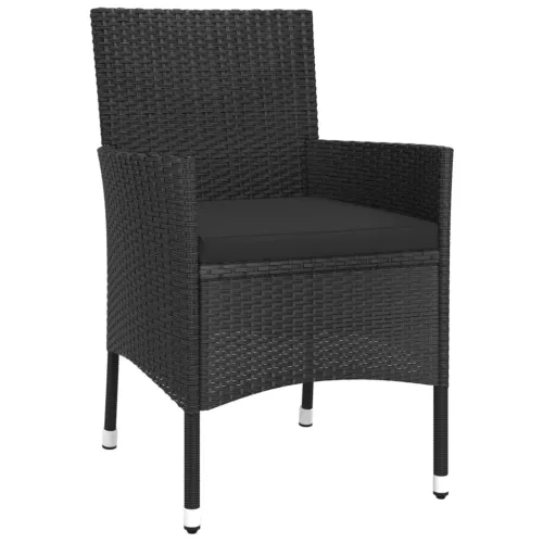  9 részes fekete polyrattan kerti étkezőgarnitúra párnákkal