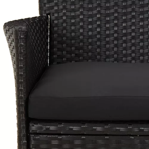  9 részes fekete polyrattan kerti étkezőgarnitúra párnákkal