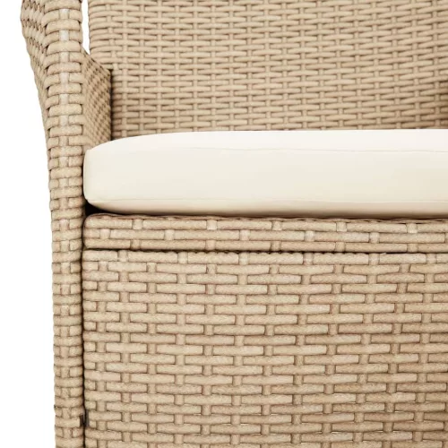  3 részes bézs polyrattan kerti bisztrógarnitúra párnákkal