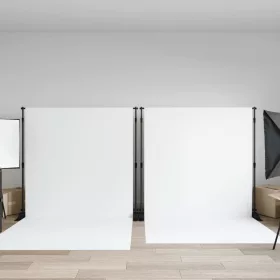  2 db fekete acél háttérállvány 254 x 243 cm