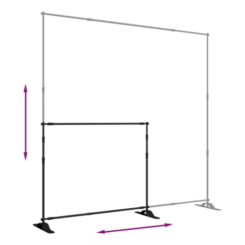  2 db fekete acél háttérállvány 254 x 243 cm