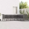  6 részes szürke polyrattan kerti ülőgarnitúra párnákkal