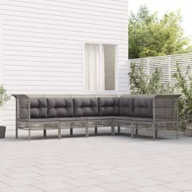    6 részes szürke polyrattan kerti ülőgarnitúra párnákkal