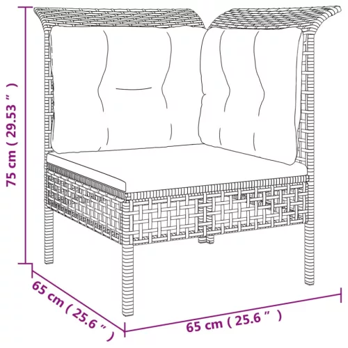  6 részes szürke polyrattan kerti ülőgarnitúra párnákkal