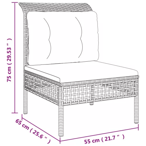  6 részes szürke polyrattan kerti ülőgarnitúra párnákkal