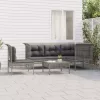  6 részes szürke polyrattan kerti ülőgarnitúra párnákkal