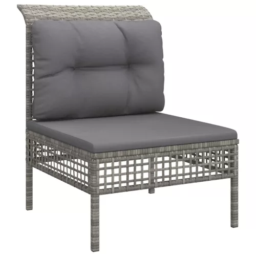  6 részes szürke polyrattan kerti ülőgarnitúra párnákkal