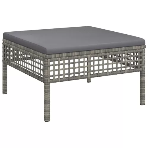  6 részes szürke polyrattan kerti ülőgarnitúra párnákkal