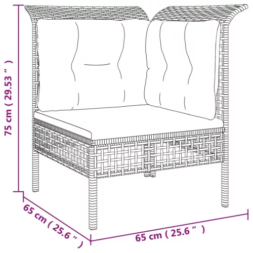  6 részes szürke polyrattan kerti ülőgarnitúra párnákkal