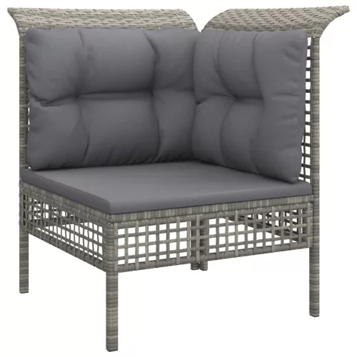  7 részes szürke polyrattan kerti ülőgarnitúra párnákkal