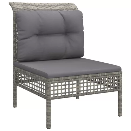  7 részes szürke polyrattan kerti ülőgarnitúra párnákkal