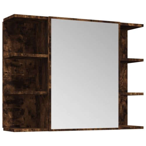  4 részes füstös tölgy szerelt fa fürdőszobai szekrényszett