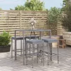  5 részes szürke polyrattan kerti bárszett párnákkal