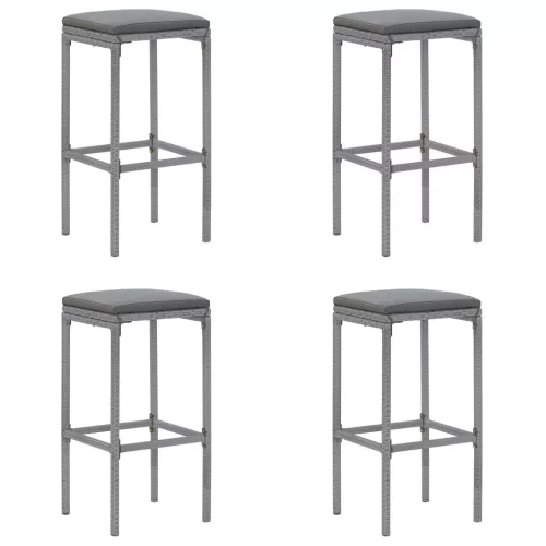  5 részes szürke polyrattan kerti bárszett párnákkal