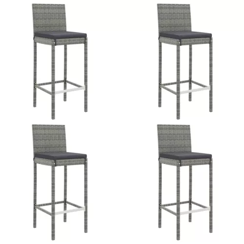  5 részes szürke polyrattan kerti bárszett párnákkal