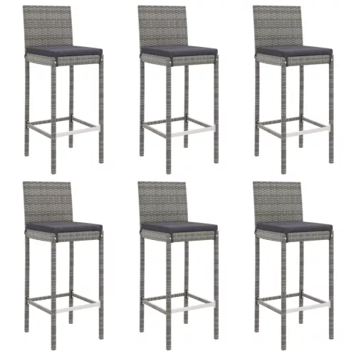  7 részes szürke polyrattan kerti bárszett párnákkal