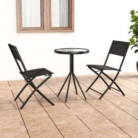  3 részes fekete acél bisztrószett