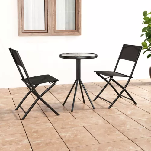  3 részes fekete acél bisztrószett